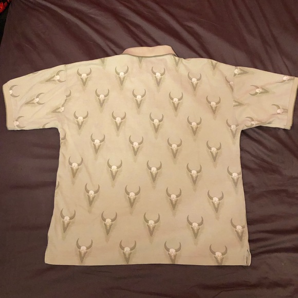Bull Skull Print Polo Shirt - Picture 2 of 3